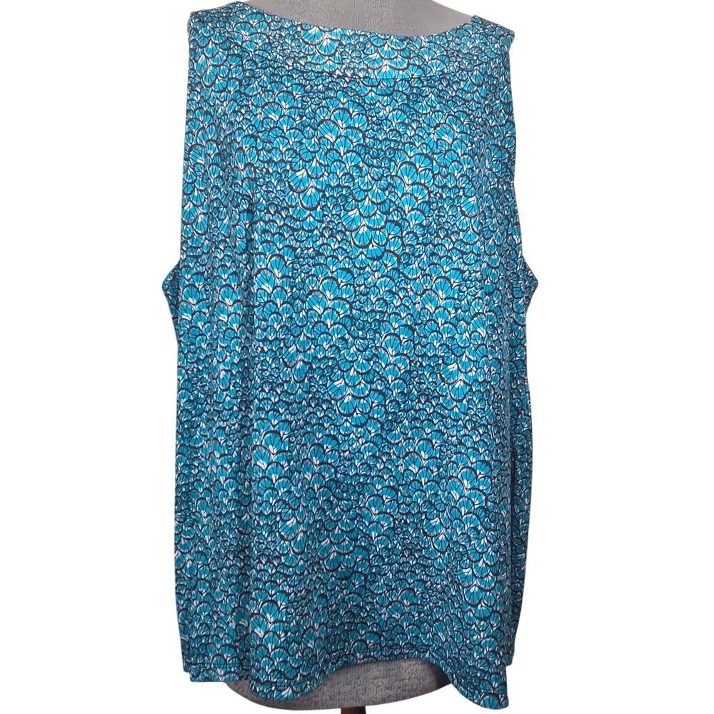 Lane Bryant Blue Print Sleeveless Blouse Size 26 28